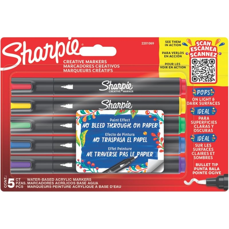 Blister de 5 marqueurs Sharpie créative assortis