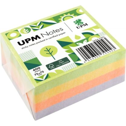 Bloc cube repositionnable 75 x 75 mm 400feuilles coloris SPRING