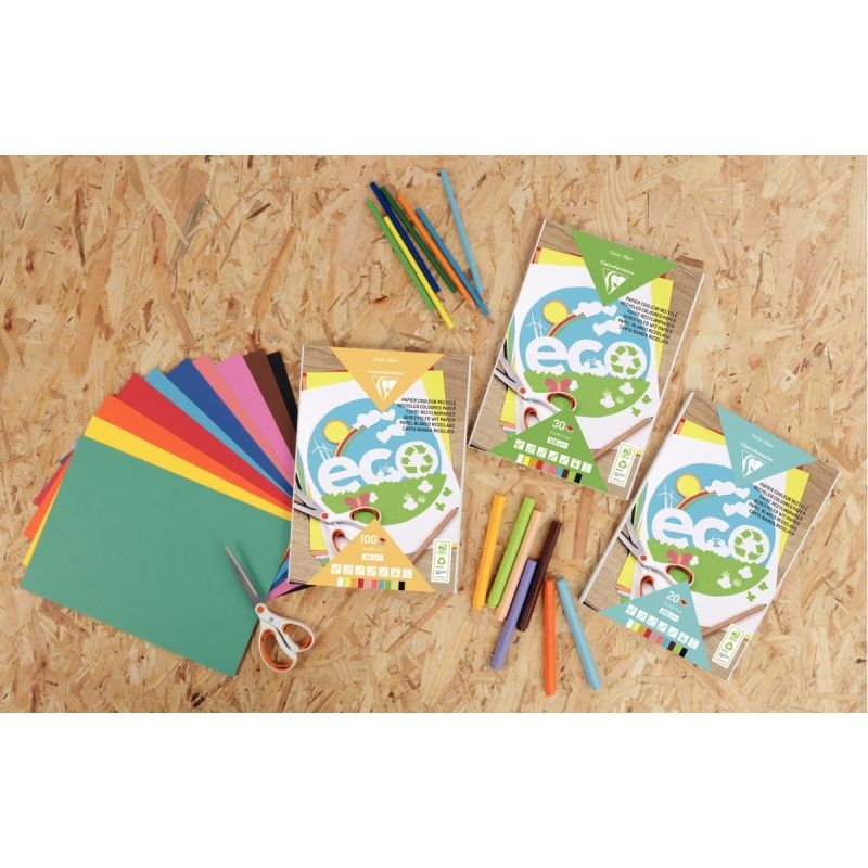 Bloc de 100 feuilles de papier dessin couleur recyclé format A4 80g