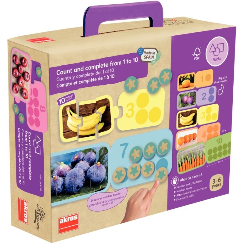 Boite de 10 puzzles progressifs, apprendre à compter de 1 à 10