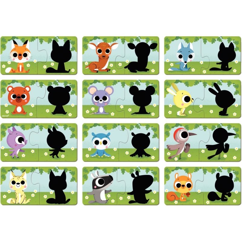 Boite de 12 puzzles duo, les ombres