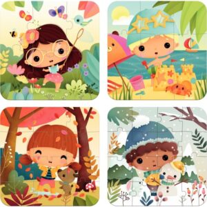 Boite de 4 puzzles progressifs, les 4 saisons