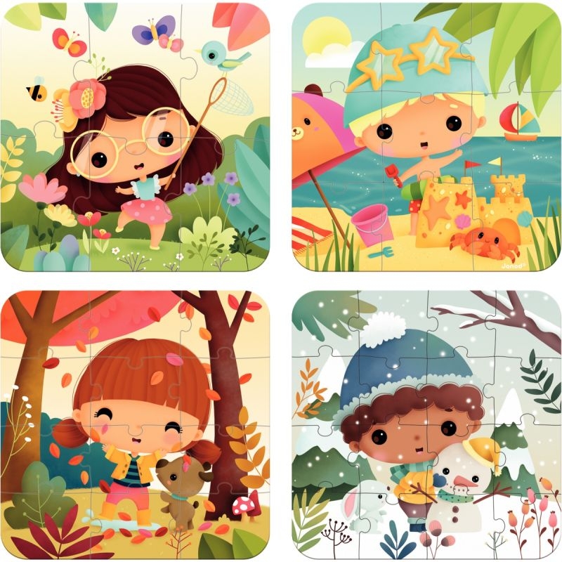 Boite de 4 puzzles progressifs, les 4 saisons