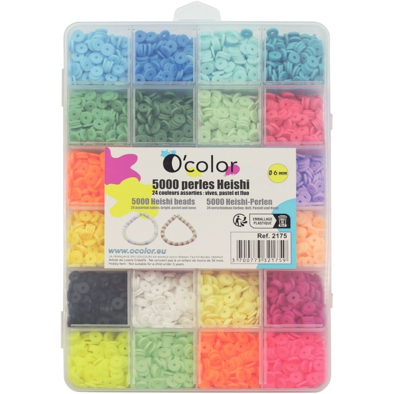 Boite de 5000 perles heishi 24 couleurs assortis