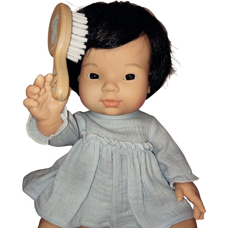 Brosse à cheveux en bois pour poupée