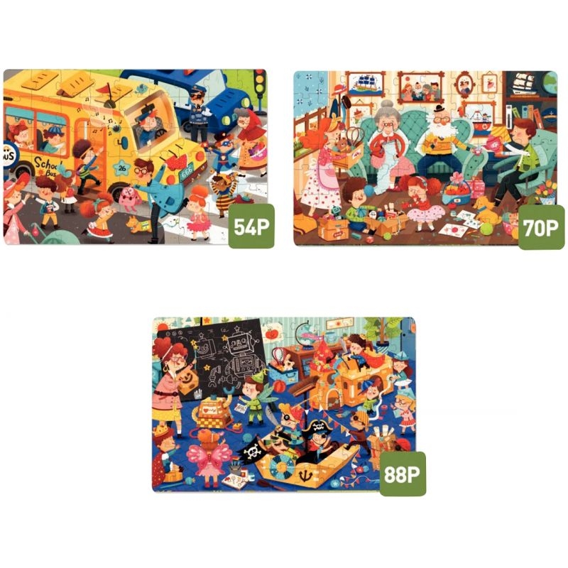 Coffret de 3 puzzles progressifs, la vie en ville