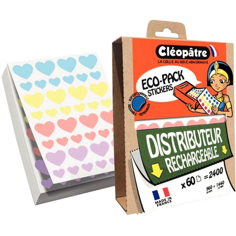 Ecopack de 2400 gommettes coeur assorties