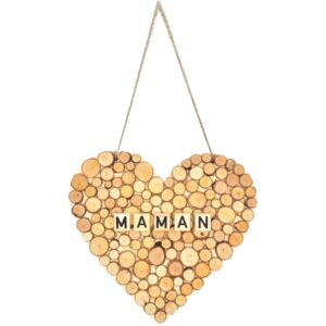 Grand cœur en bois à suspendre 20×20 cm