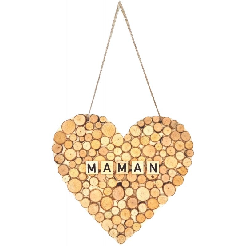Grand cœur en bois à suspendre 20×20 cm