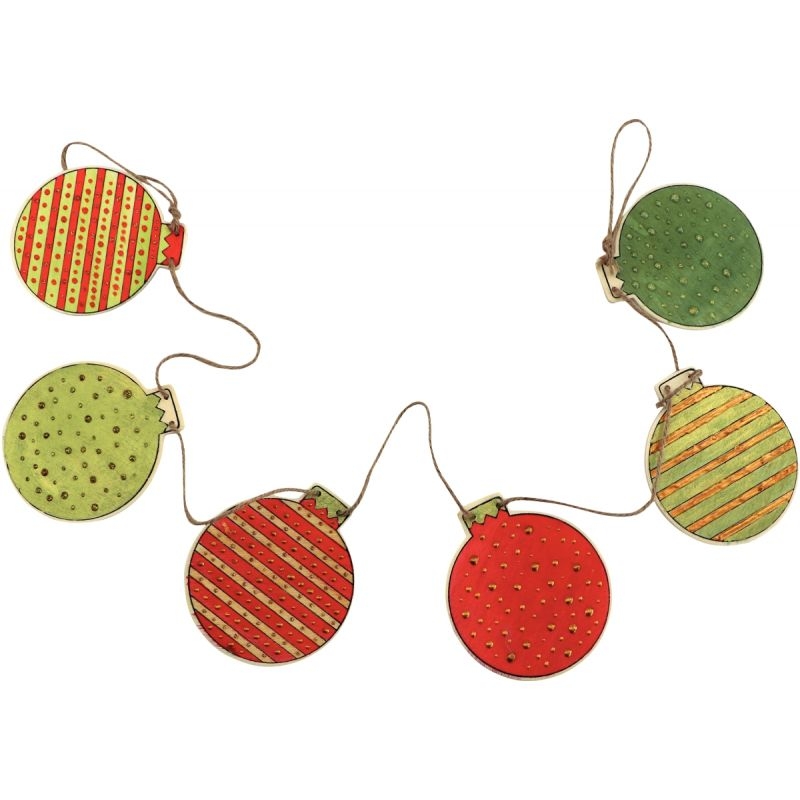 Guirlande 1 mètre avec 6 boules de Noël en bois
