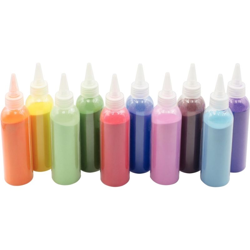 Lot de 10 flacons de sable extra fin 210grammes coloris assortis