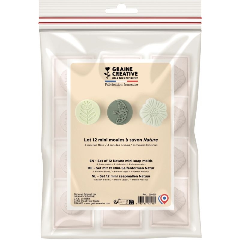 Lot de 12 mini moules, les savons Nature