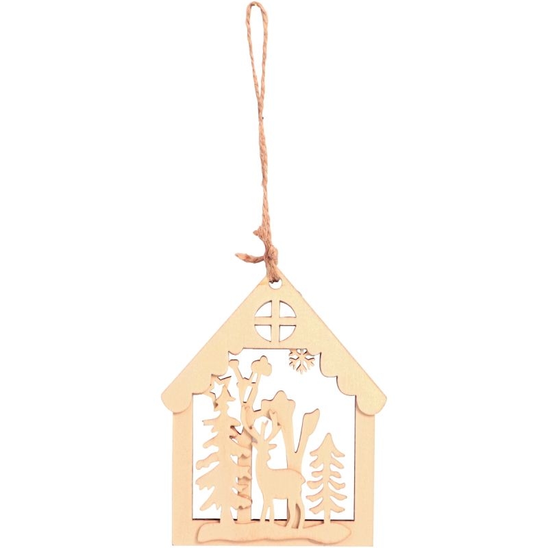 Lot de 12 suspensions scénettes de Noël en bois