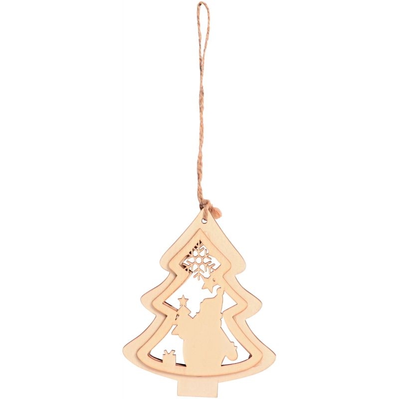 Lot de 12 suspensions scénettes de Noël en bois