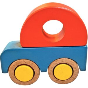 Lot de 2 encastrements 3D en bois, train et voiture