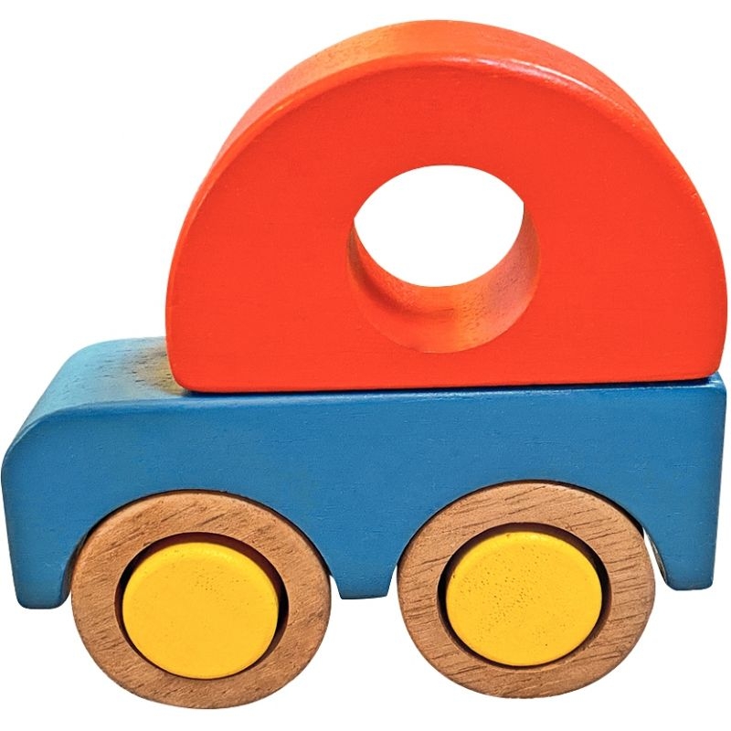 Lot de 2 encastrements 3D en bois, train et voiture