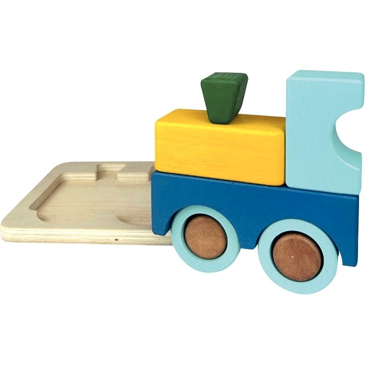 Lot de 2 encastrements 3D en bois, train et voiture