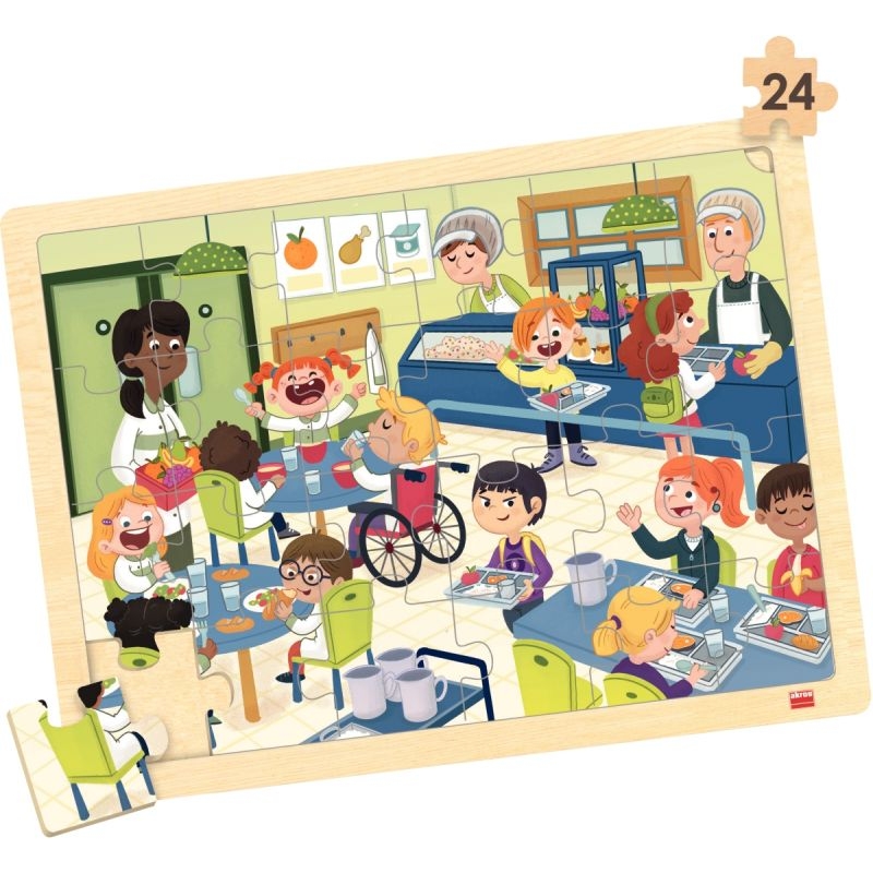 Lot de 4 puzzles à cadre en bois 24 pièces, l’école inclusive