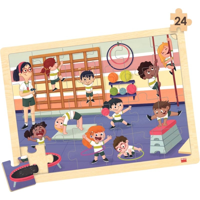 Lot de 4 puzzles à cadre en bois 24 pièces, l’école inclusive