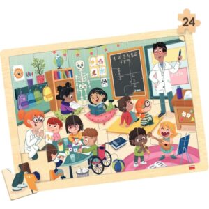 Lot de 4 puzzles à cadre en bois 24 pièces, l’école inclusive