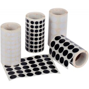Lot de 4 rouleaux de gommettes rondes Ø 10.5 et 20mm noir et blanc