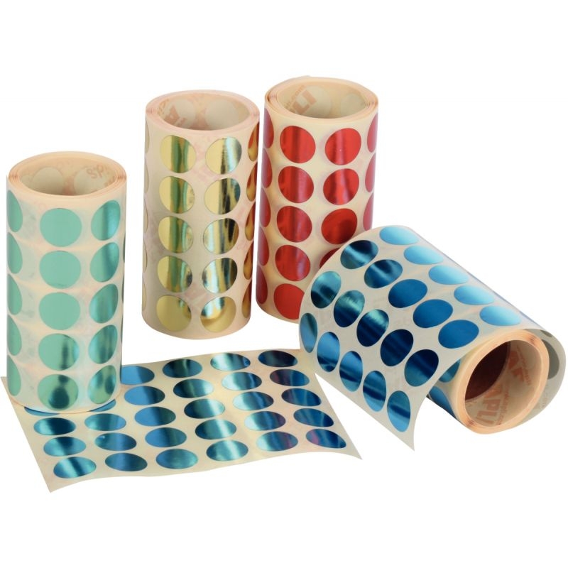 Lot de 4 rouleaux de gommettes rondes Ø20mm métal assorties