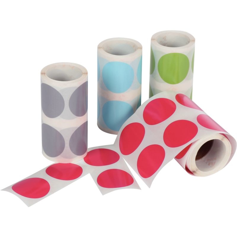 Lot de 4 rouleaux de gommettes XXL rondes Ø45mm assorties