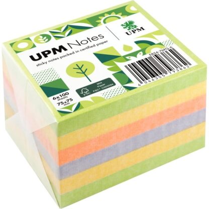 Lot de 6 blocs repositionnables 100 feuilles 75x75mm coloris spring