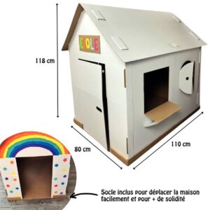 Maison géante en carton blanc à monter