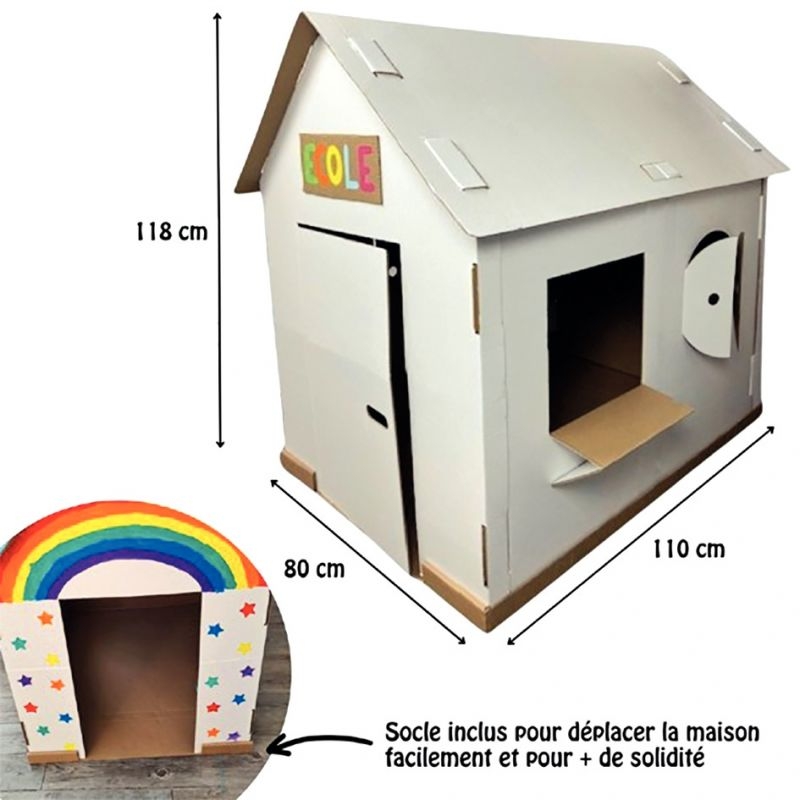 Maison géante en carton blanc à monter