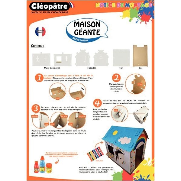 Maison géante en carton blanc à monter