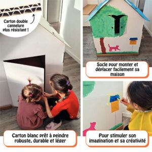 Maison géante en carton blanc à monter