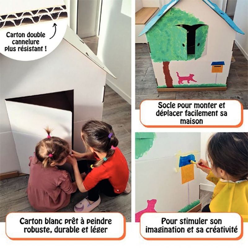Maison géante en carton blanc à monter