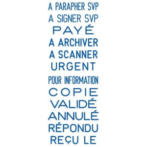 Multiformule à encrage automatique sans plaque, 12 textes spécial secrétariat