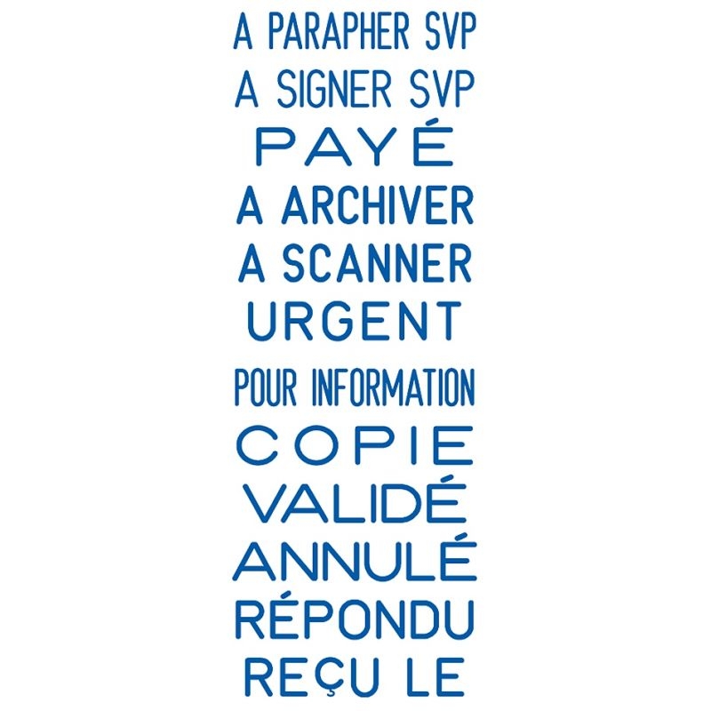 Multiformule à encrage automatique sans plaque, 12 textes spécial secrétariat