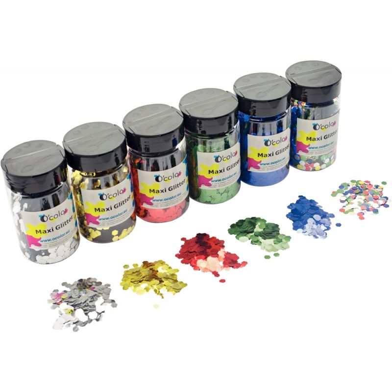 Pack de 6 x 150grammes de paillettes jumbo 6mm