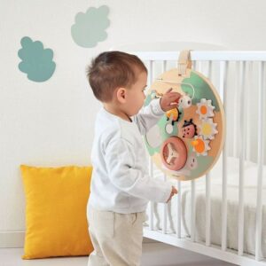 Panneau d’activités rond en bois