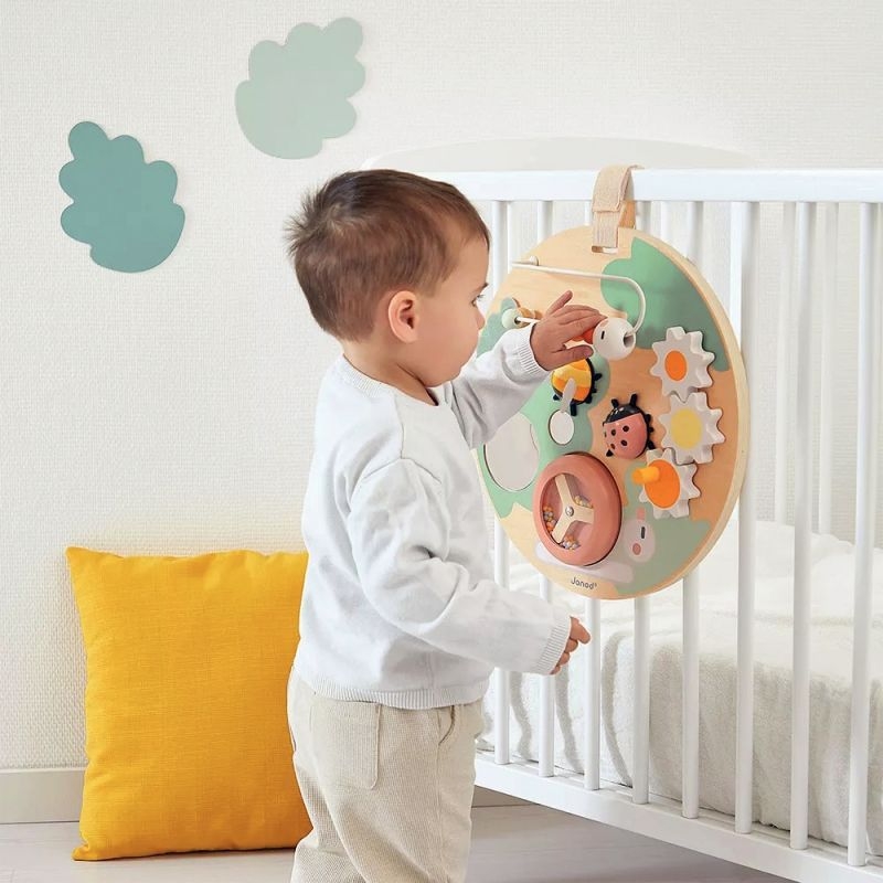 Panneau d’activités rond en bois