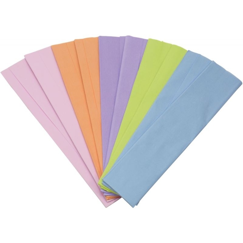 Paquet de 10 feuilles crépon ordinaires 200x50cm coloris pastels assortis