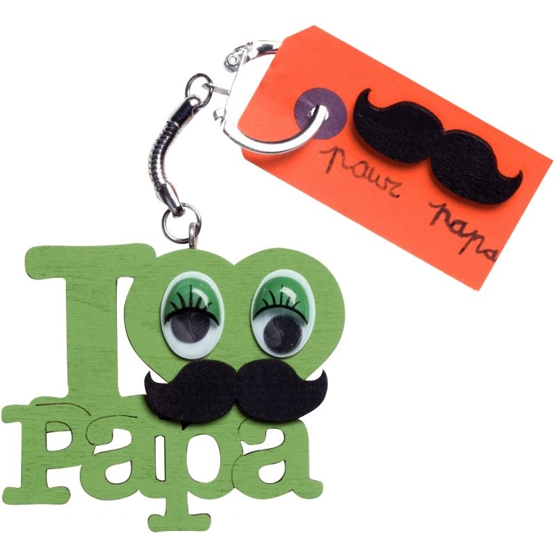 Porte-clés en bois “I love Papa”