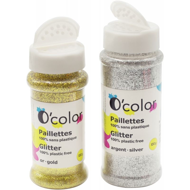 Pot de 100 grammes de paillettes sans plastique coloris or