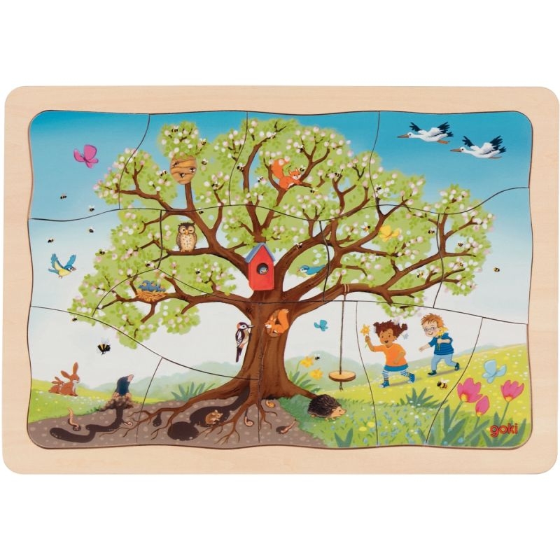 Puzzle 4 niveaux 4 saisons, le pommier