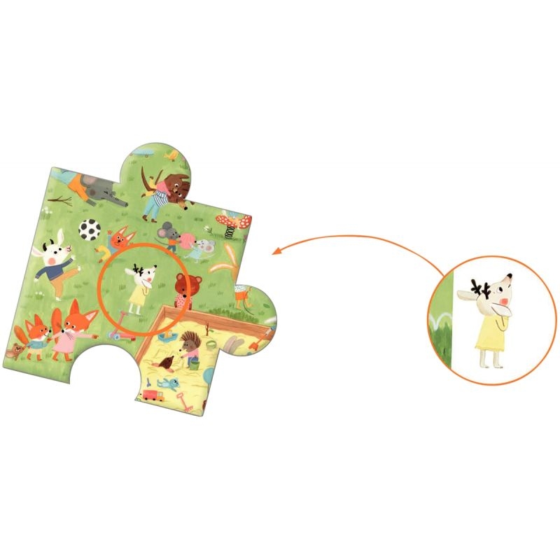 Puzzle d’observation 35 pièces, le square des amis