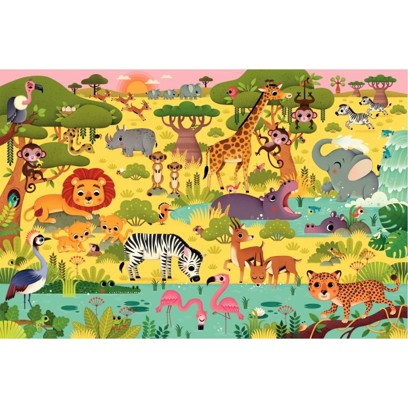 Puzzle d’observation 60 pièces, la savane