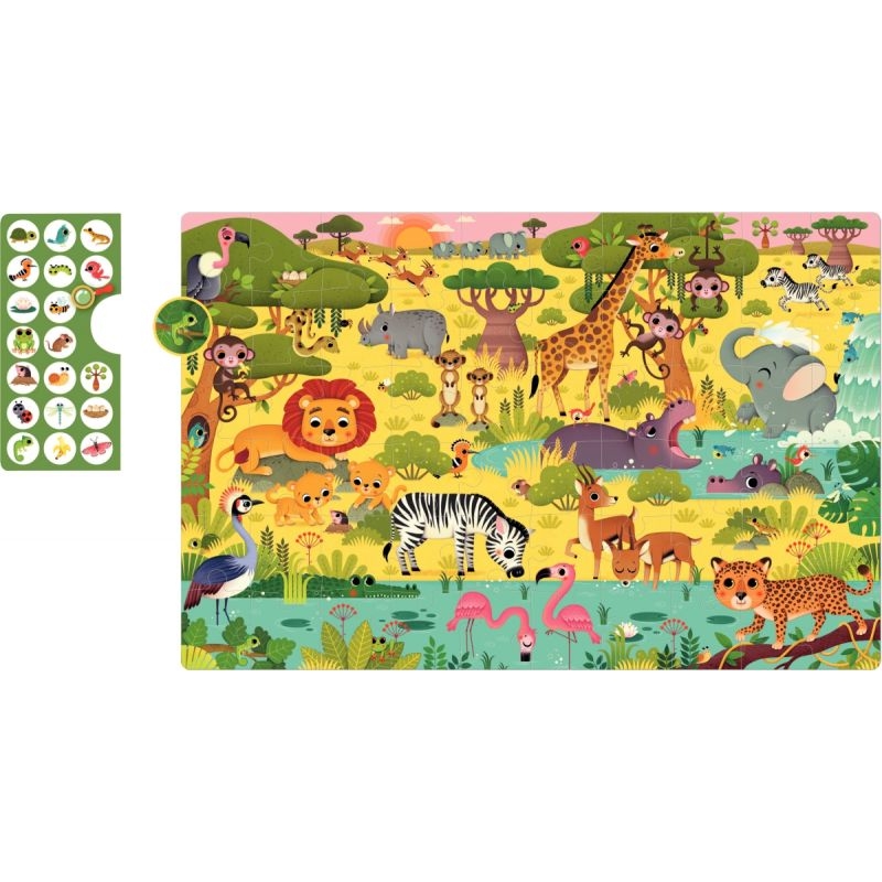 Puzzle d’observation 60 pièces, la savane