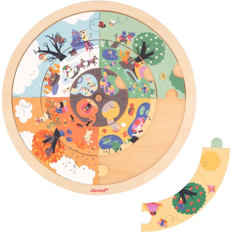 Puzzle d’observation rond recto/verso, le jardin