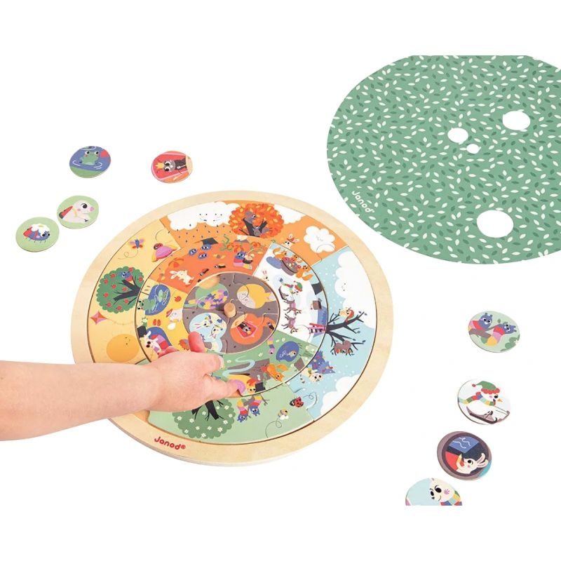 Puzzle d’observation rond recto/verso, le jardin