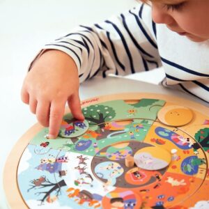 Puzzle d’observation rond recto/verso, le jardin