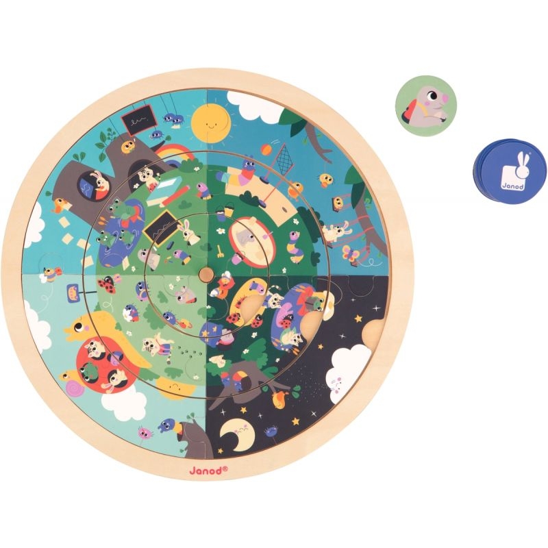 Puzzle d’observation rond recto/verso, le jardin
