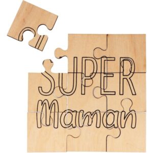 Puzzle en bois 9 pièces, Super Maman